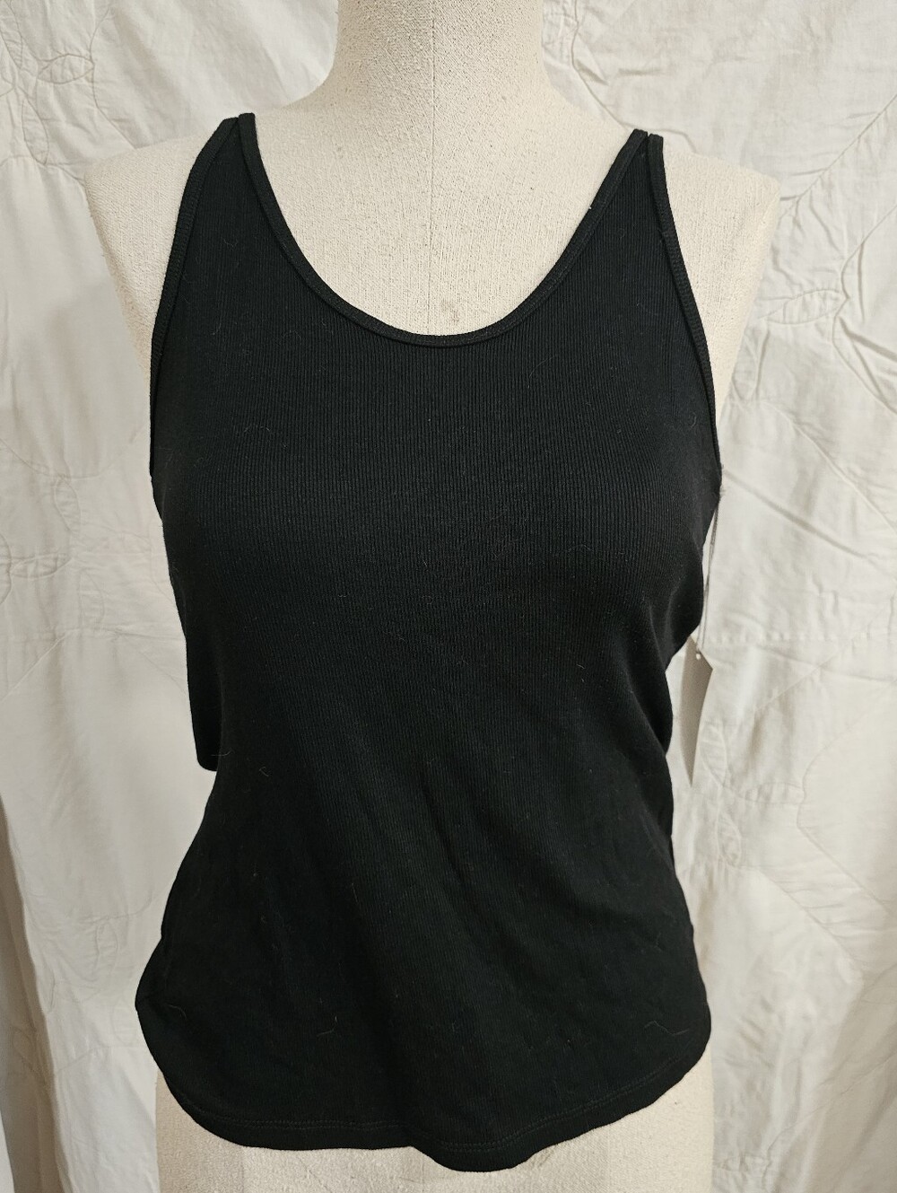 NWT A New Day Black Ribbed Tank Sz L